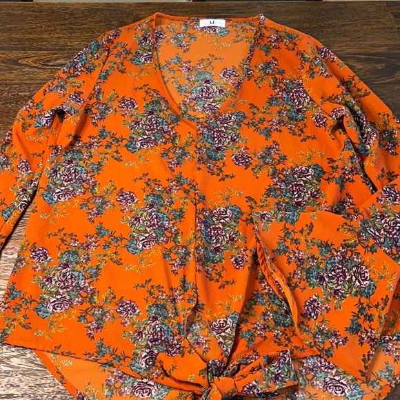 Women’s Rust Orange Floral Blouse (0050) - Picture 1 of 3
